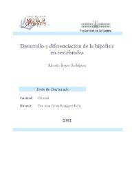 Desarrollo y diferenciación de la hipófisis en vertebrados