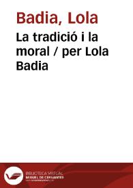 La tradició i la moral