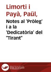 Notes al 'Pròleg' i a la 'Dedicatòria' del 