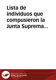 Lista de individuos que compusieron la Junta Suprema Central Gubernativa de España e Indias, por orden alfabético de las provincias que los nombraron