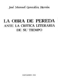 La obra de Pereda ante la crítica literaria de su tiempo