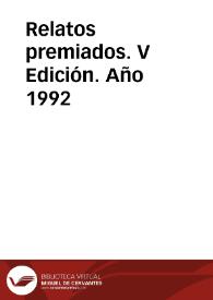 Relatos premiados. V Edición. Año 1992