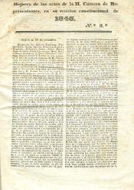 Registro de las actas de la H. Cámara de representantes, en su reunión constitucional de 1846. Nº 3