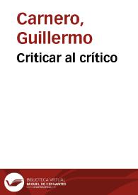 Criticar al crítico