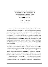 Propuestas para un replanteamiento metodológico en el estudio de las relaciones de literatura y cine. El método comparativo semiótico-textual