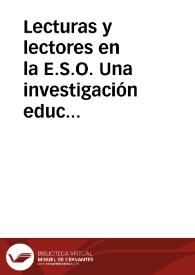 Lecturas y lectores en la E.S.O. Una investigación educativa