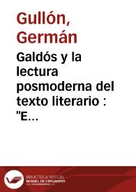 Galdós y la lectura posmoderna del texto literario : 