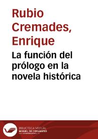 La función del prólogo en la novela histórica