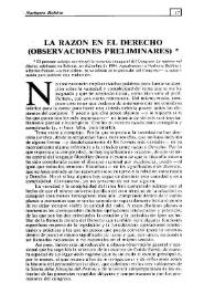 La razón en el Derecho (Observaciones preliminares)