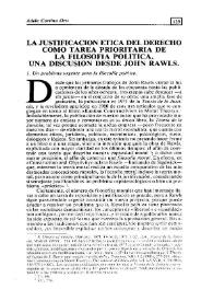 La justificación ética del Derecho como tarea prioritaria de la filosofía política. Una discusión desde John Rawls