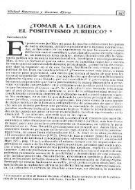 ¿Tomar a la ligera el positivismo jurídico?