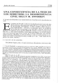 Una consecuencia de la tesis de los derechos: la desobediencia civil según R.Dworkin