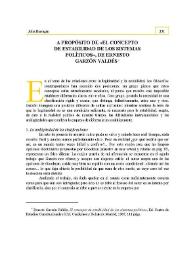 A propósito de «El Concepto de Estabilidad de los Sistemas Políticos» de Ernesto Garzón Valdés