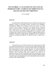 Notas sobre la utilización del impuesto de incremento del valor de los terrenos en el estudio de espacios turísticos