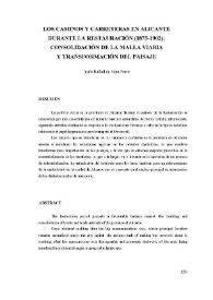 Los caminos y carreteras en Alicante durante la restauración (1875-1902) : Consolidación de la malla viaria y transformaciones del paisaje