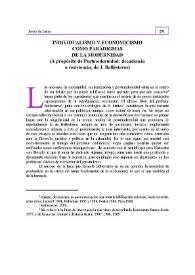 Individualismo y economicismo como paradigmas de la modernidad