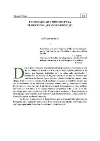 Racionalidad y método para el Derecho : ¿Es eso posible? (II)