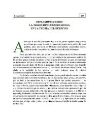 Reflexiones sobre la tradición conservadora en la teoría del Derecho