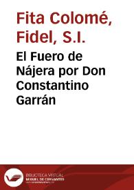 El Fuero de Nájera por Don Constantino Garrán