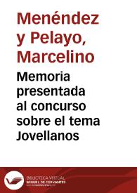 Memoria presentada al concurso sobre el tema Jovellanos