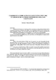 Cambios en la población de Elche entre 1970 y 1986 un ejemplo de la crisis demográfica del País Valenciano