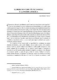 El derecho como técnica social y la política jurídica