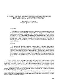 Guerra Civil y migraciones en una ciudad de retaguardia : Alicante (1936-1940)