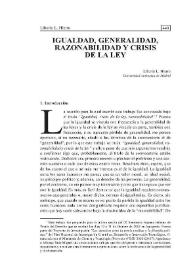 Igualdad, generalidad, razonabilidad y crisis de la ley