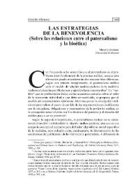 Las estrategias de la benevolencia. (Sobre las relaciones entre el paternalismo y la bioética)