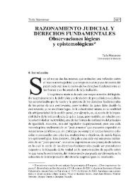 Razonamiento judicial y derechos fundamentales. Observaciones lógicas y epistemológicas