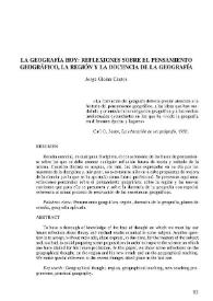 La Geografía hoy : reflexiones sobre el pensamiento geográfico, la región y la docencia de la Geografía