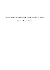 La toponimia de la guerra. Utilización y utilidad