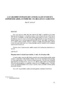 Las grandes superficies comerciales en España (hipermercados). Estudio de la realidad cambiante