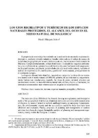 Los usos recreativos y turísticos de los espacios naturales protegidos. El alcance del ocio en el medio natural de Mallorca