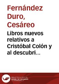 Libros nuevos relativos a Cristóbal Colón y al descubrimiento del Nuevo Mundo