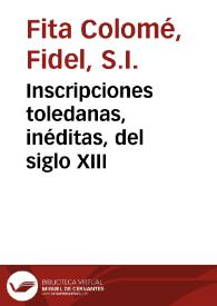 Inscripciones toledanas, inéditas, del siglo XIII