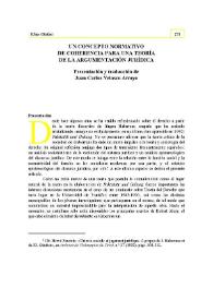 Un concepto normativo de coherencia para una teoría de la argumentación jurídica