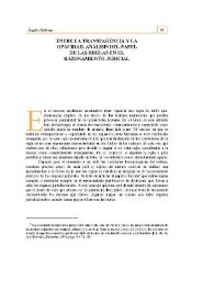 Entre la transparencia y la opacidad. Análisis del papel de la reglas en el razonamiento judicial