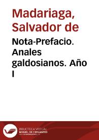 Nota-Prefacio. Anales galdosianos. Año I