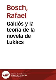 Galdós y la teoría de la novela de Lukács