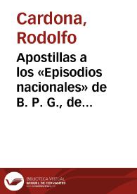 Apostillas a los «Episodios nacionales» de B. P. G., de Hans Hinterhäuser