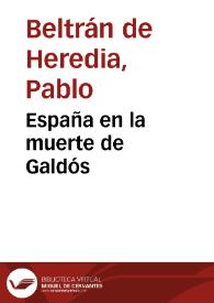 España en la muerte de Galdós