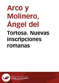 Tortosa. Nuevas inscripciones romanas