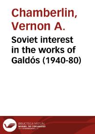 Soviet interest in the works of Galdós (1940-80)