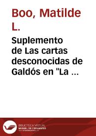 Suplemento de Las cartas desconocidas de Galdós en 