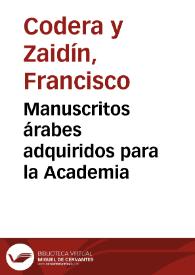 Manuscritos árabes adquiridos para la Academia