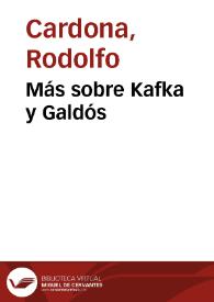 Más sobre Kafka y Galdós