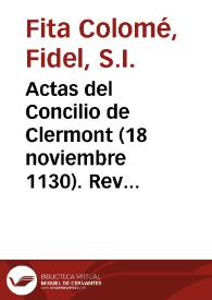 Actas del Concilio de Clermont (18 noviembre 1130). Revisión crítica