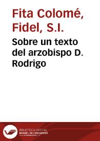 Sobre un texto del arzobispo D. Rodrigo