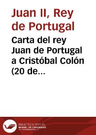 Carta del rey Juan de Portugal a Cristóbal Colón (20 de marzo de 1488)